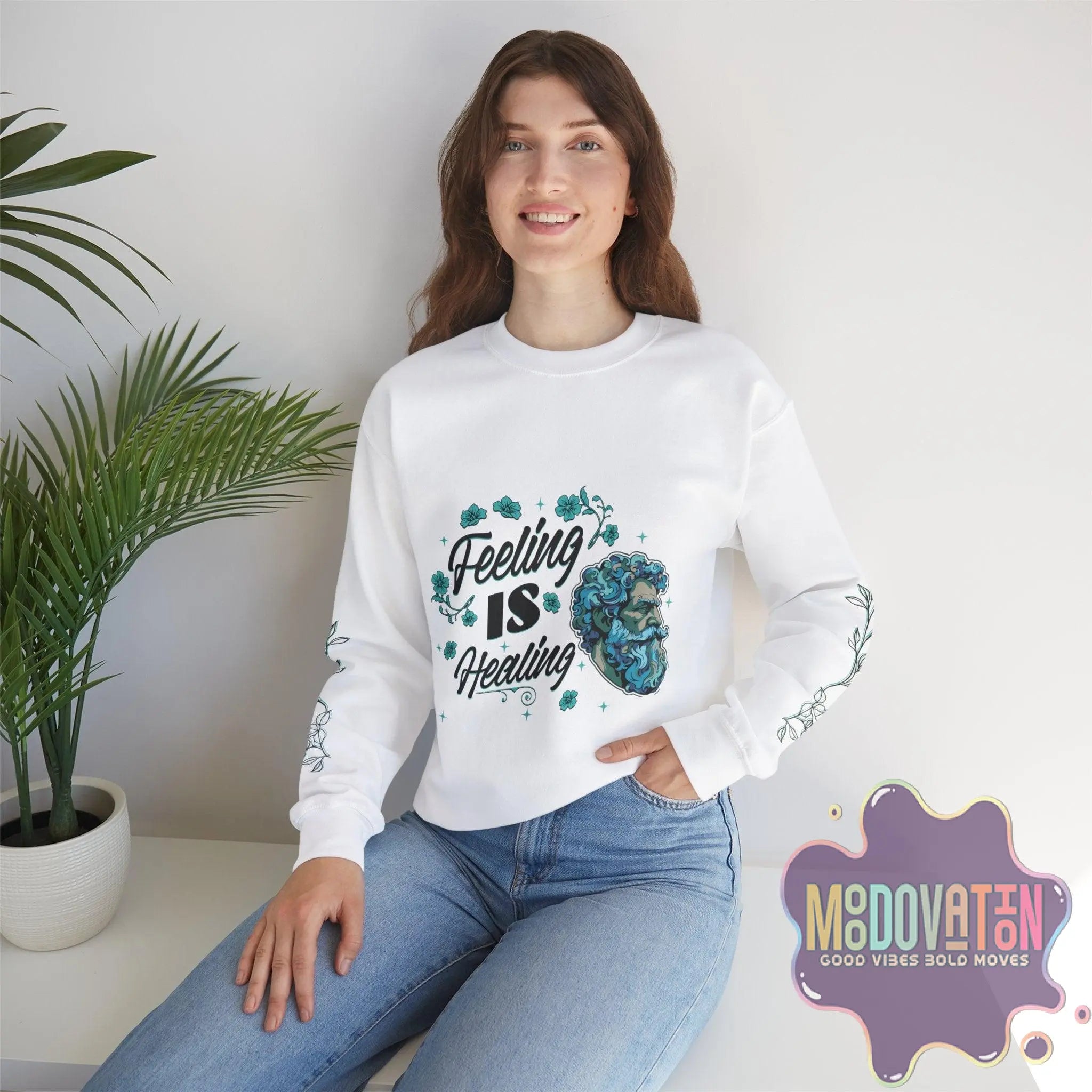 Feeling Is Healing Unisex Heavy Blend Crewneck Sweatshirt - MOODOVATION