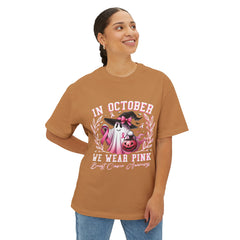 In October We Wear Pink – Breast Cancer Awareness Unisex Oversized Boxy Tee