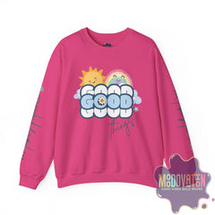 Good Things - Unisex Heavy Blend Crewneck Sweatshirt - Large Graphic Sleeve - MOODOVATION