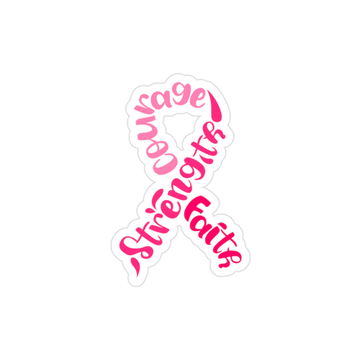 Transparent Breast Cancer Awareness Ribbon Decal – Courage, Strength & Faith