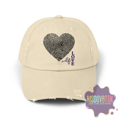 Self Love Fingerprint Heart – Unisex Distressed Vintage Hat - MOODOVATION