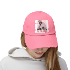 Intense Feelings - Pink Rose Print Vintage Distressed Hat