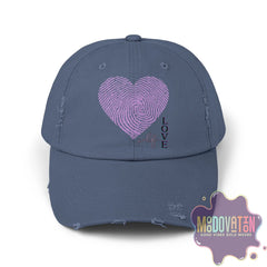Self Love Fingerprint Heart – Unisex Distressed Vintage Hat - MOODOVATION