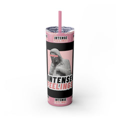 Intense Feelings - Black/Rose Pink Print Skinny Tumbler