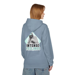 Intense Feelings Unisex Midweight Hoodie - Cyan Print