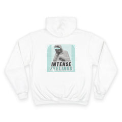 Intense Feelings Champion Unisex Hoodie - Cyan Print