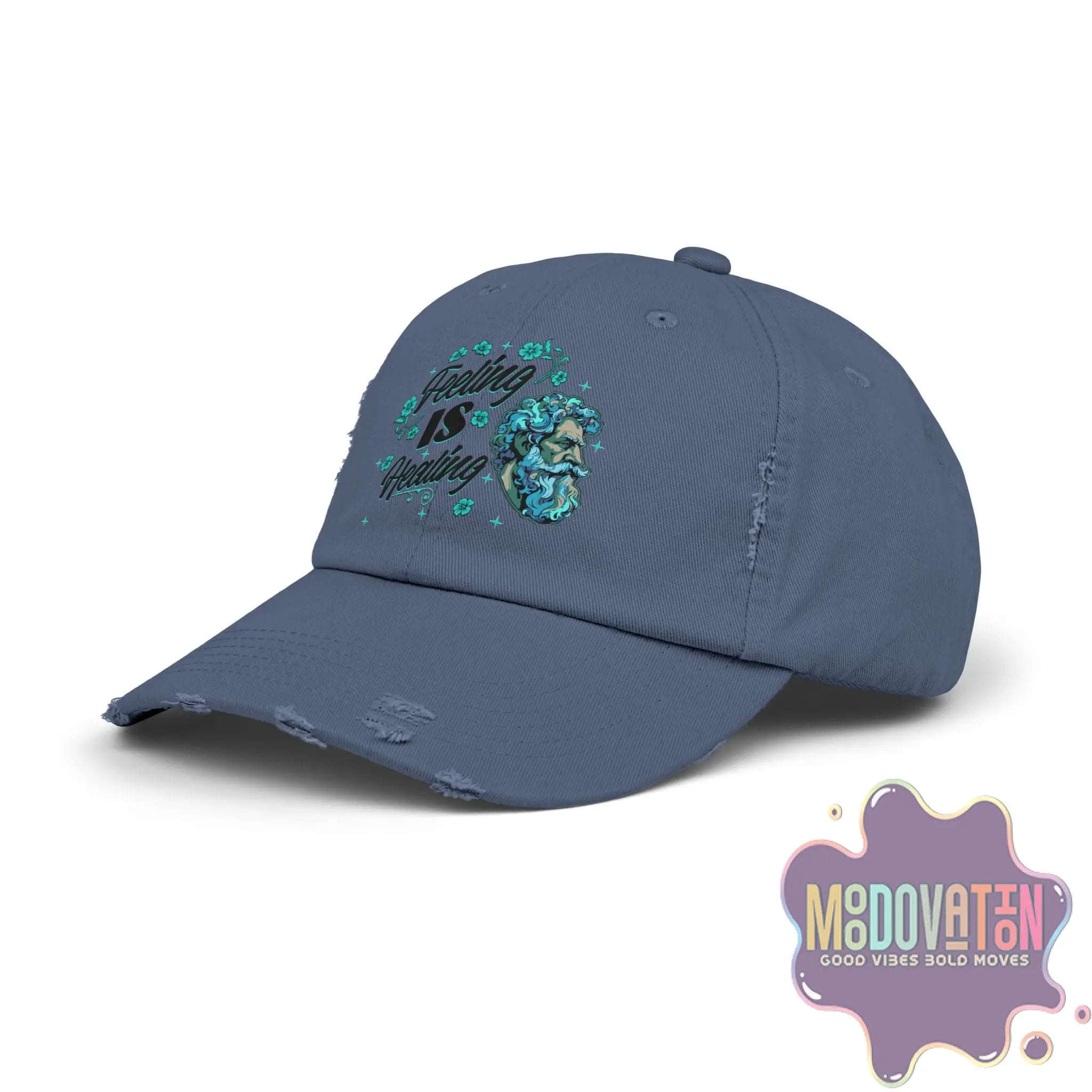 Stoic Feeling Is Healing – Unisex Distressed Vintage Hat - MOODOVATION