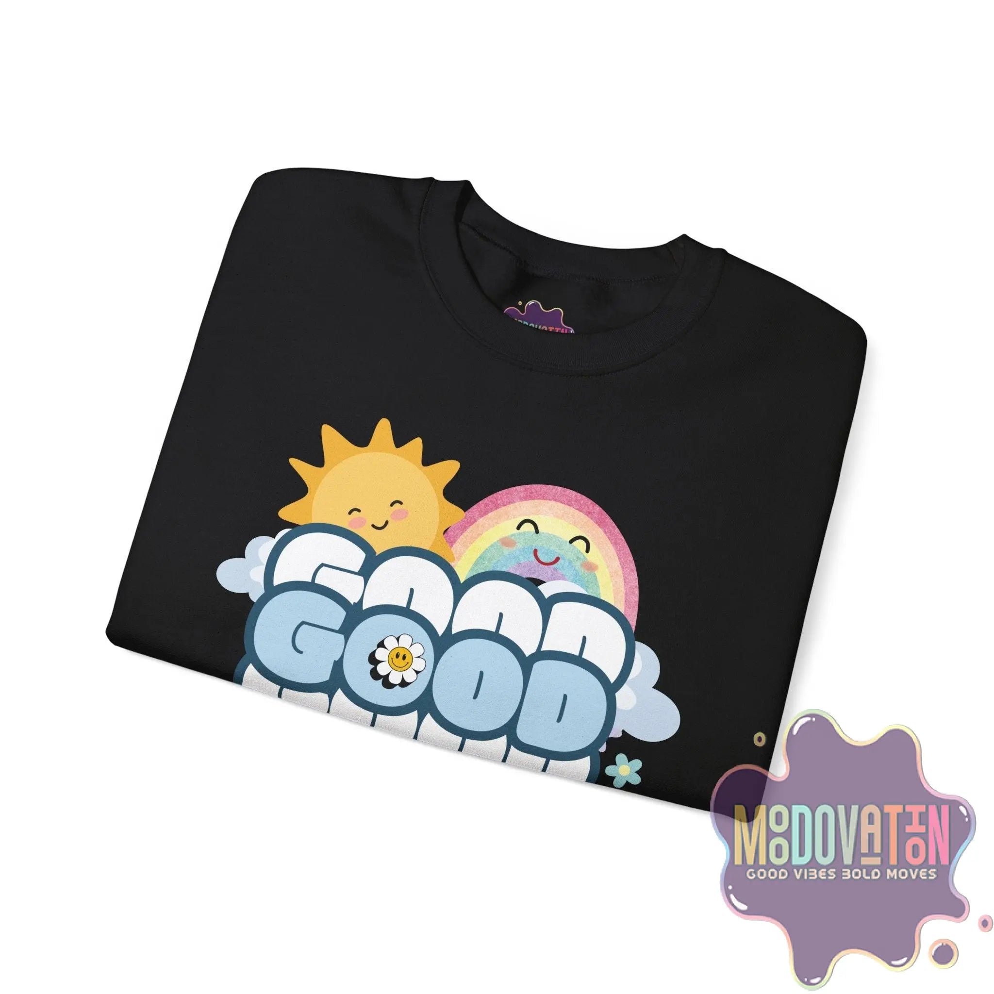Good Things - Unisex Heavy Blend Crewneck Sweatshirt - Large Graphic Sleeve - MOODOVATION