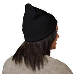 Breast Cancer Awareness Embroidered Beanie – Courage, Strength & Faith Ribbon