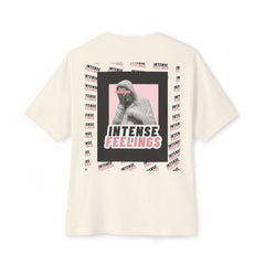 Intense Feelings – Unisex Oversized Boxy Tee - Black/Rose Print