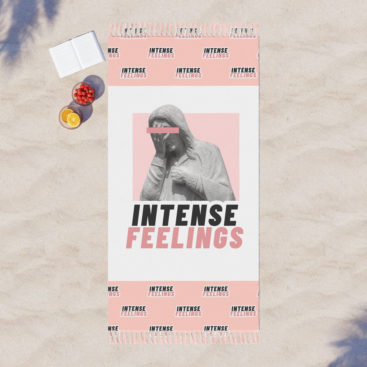 Intense Feelings - Rose Pink Boho Beach Towel