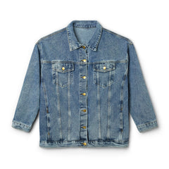 Intense Feelings - Women's Black/Pink Rose Print Denim Jacket