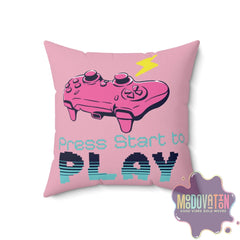 Game Over Spun Polyester Square Pillow - Pink - MOODOVATION