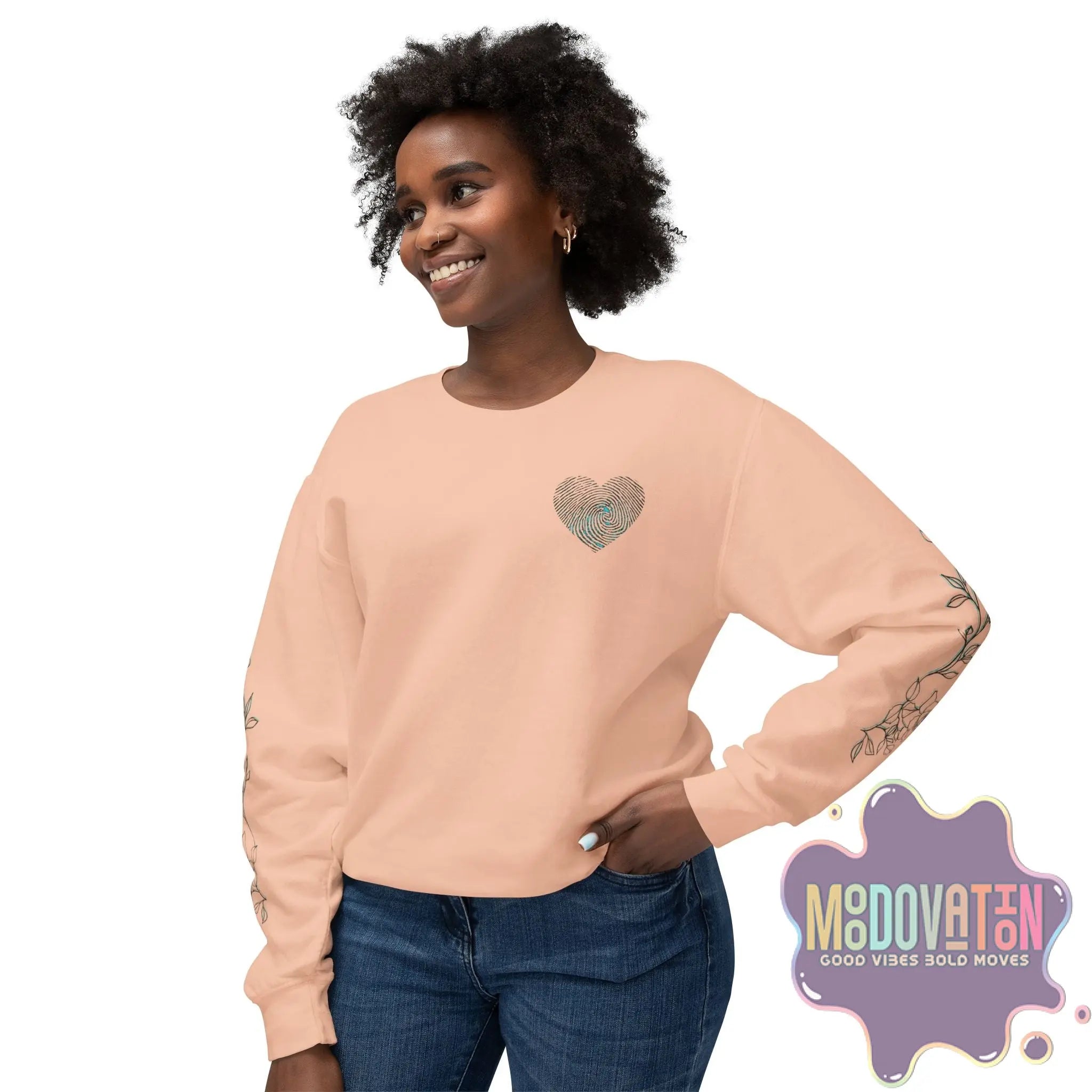 Feeling Is Healing Heart-print Unisex Lightweight Crewneck Sweater - Spring Edition Moodovation