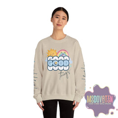 Good Things - Unisex Heavy Blend Crewneck Sweatshirt - Large Graphic Sleeve - MOODOVATION