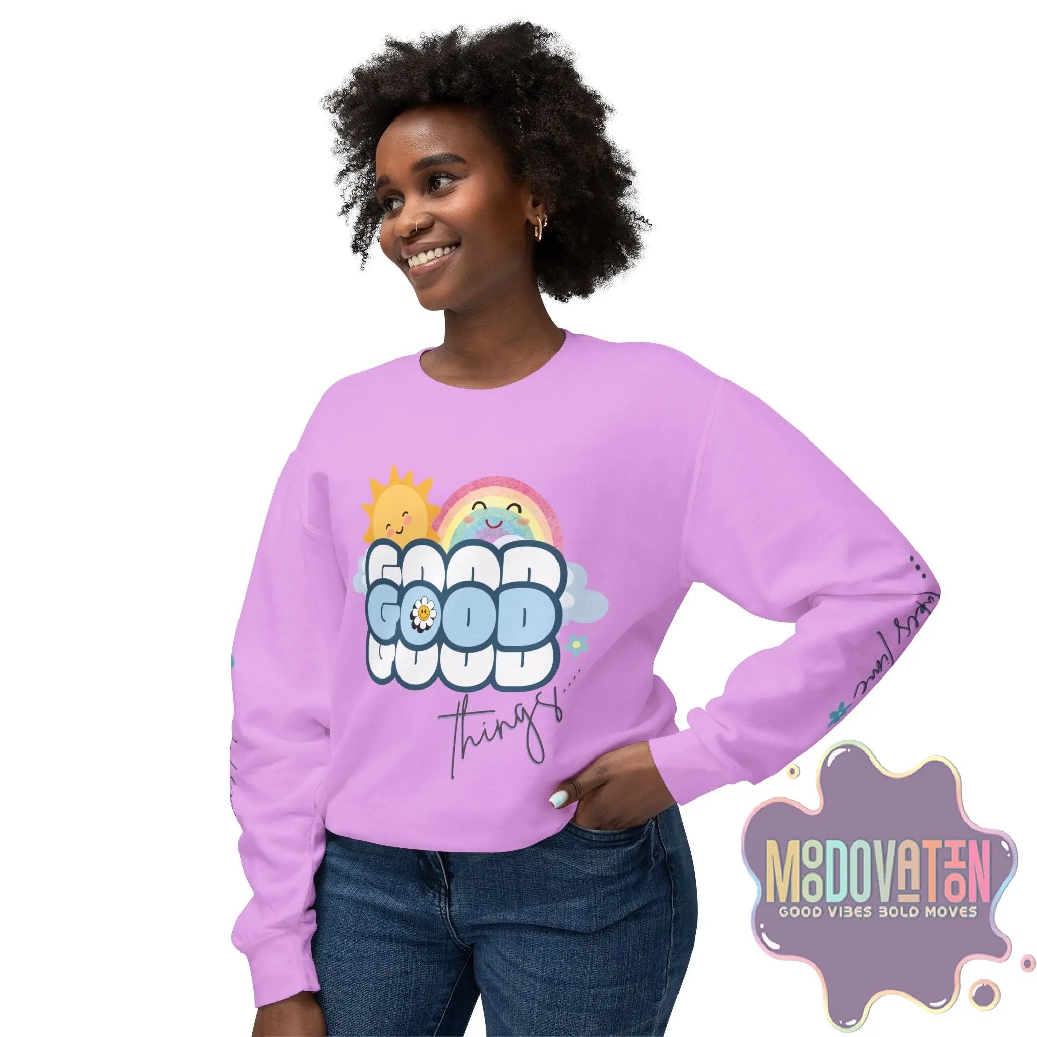 Good Things Unisex Lightweight Crewneck Sweatshirt - Spring Edition Moodovation