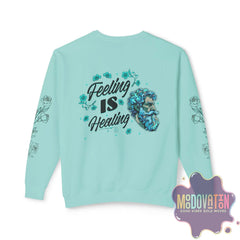 Feeling Is Healing Heart-print Unisex Lightweight Crewneck Sweater - Spring Edition Moodovation