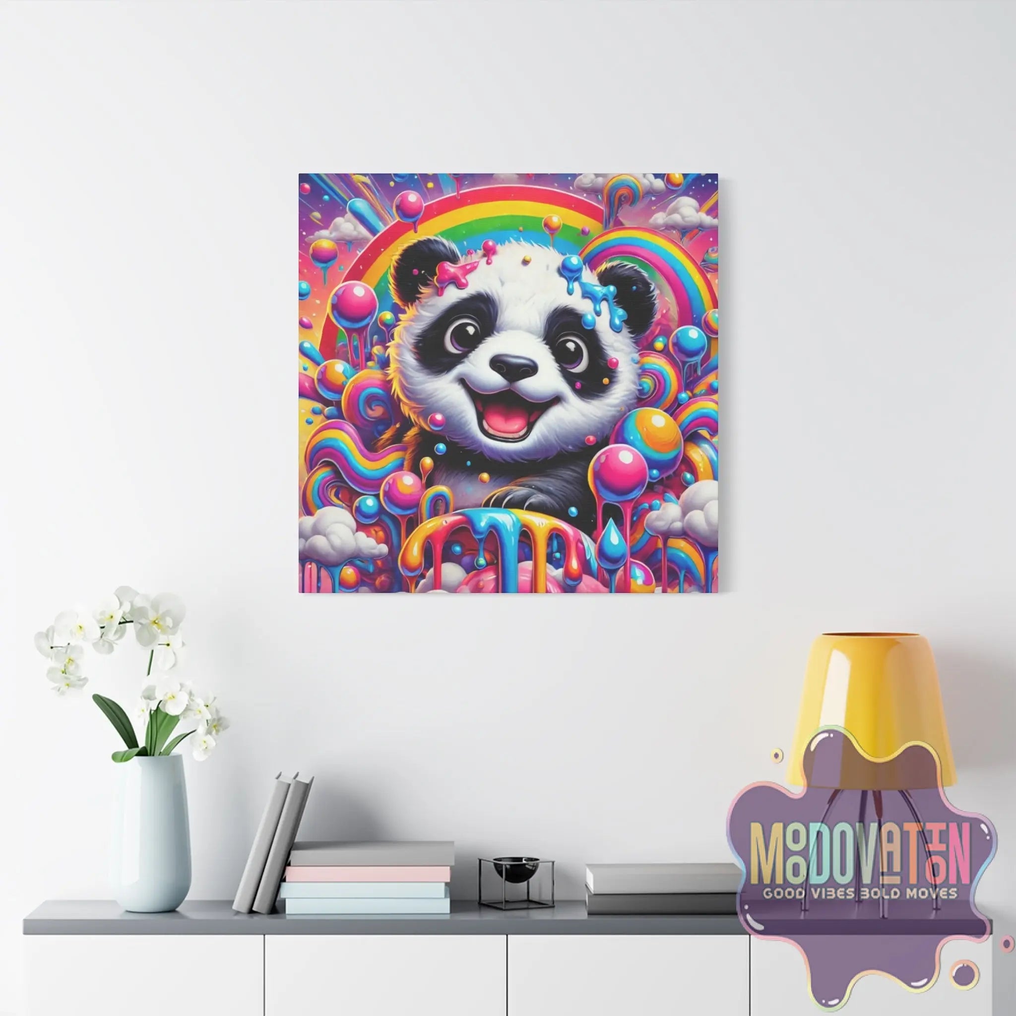 Drippy Delight Panda Matte Canvas - MOODOVATION