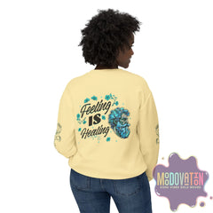 Feeling Is Healing Heart-print Unisex Lightweight Crewneck Sweater - Spring Edition Moodovation