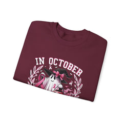 In October We Wear Pink – Breast Cancer Awareness Unisex Crewneck Sweatshirt