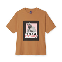 Intense Feelings – Unisex Oversized Boxy Tee - Black/Rose Print