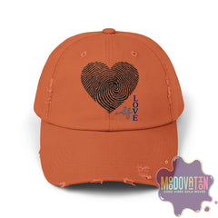 Self Love Fingerprint Heart – Unisex Distressed Vintage Hat - MOODOVATION