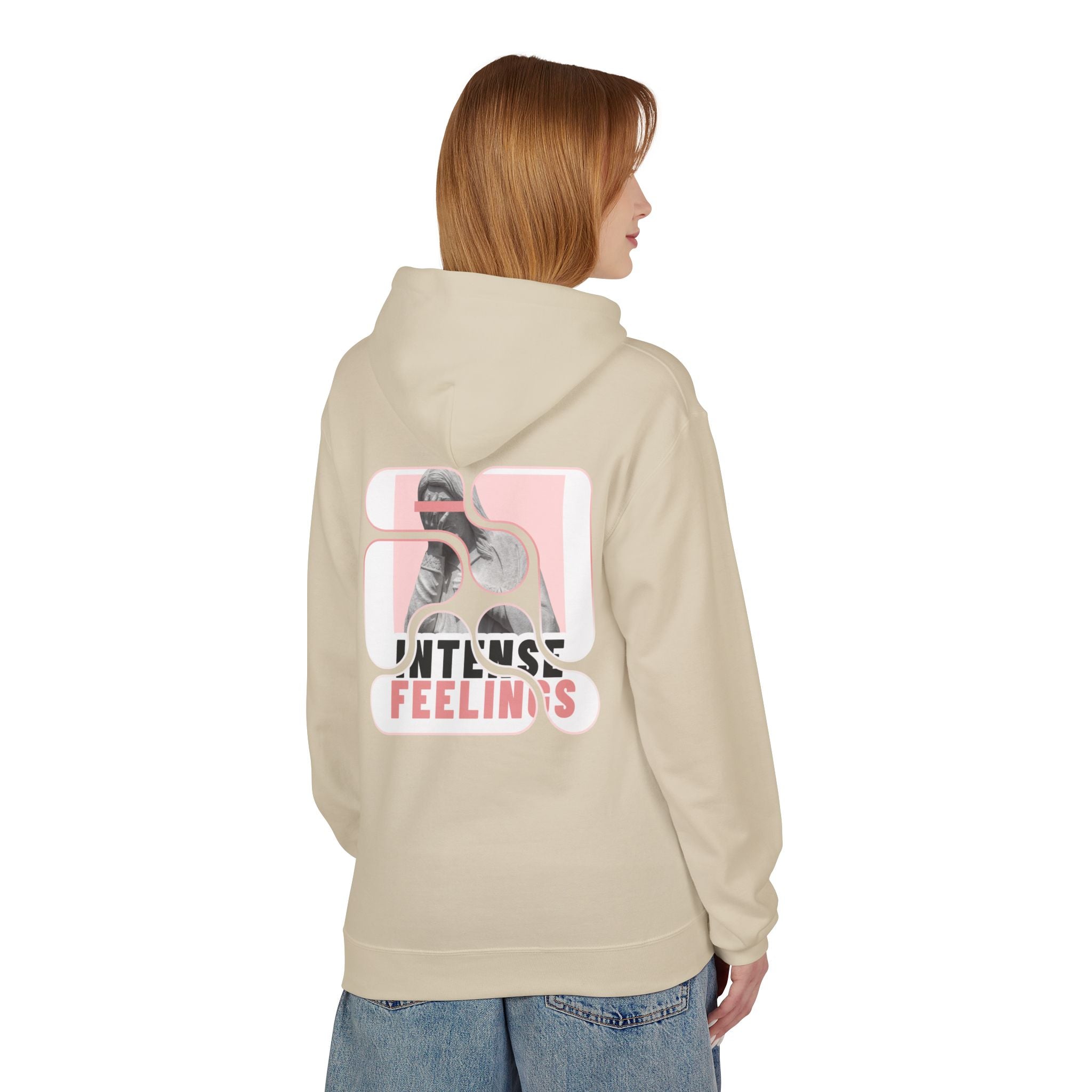 Intense Feelings Unisex Midweight Hoodie - Rose Pink Print