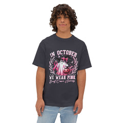 In October We Wear Pink – Breast Cancer Awareness Unisex Oversized Boxy Tee