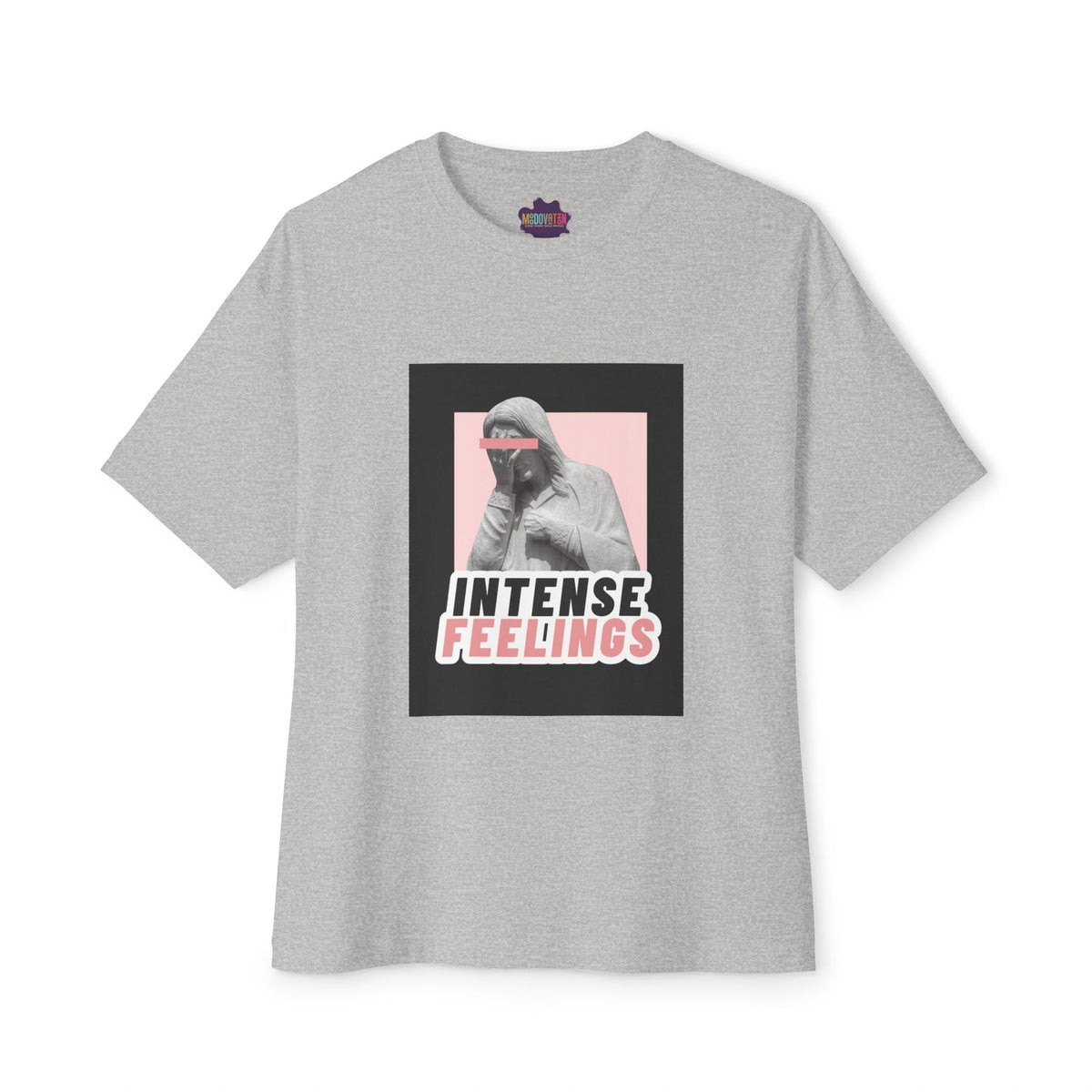 Intense Feelings – Unisex Oversized Boxy Tee - Black/Rose Print