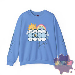 Good Things - Unisex Heavy Blend Crewneck Sweatshirt - Large Graphic Sleeve - MOODOVATION