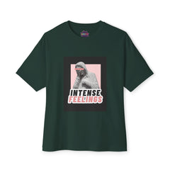 Intense Feelings – Unisex Oversized Boxy Tee - Black/Rose Print