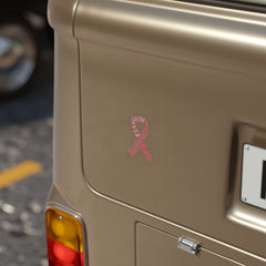 Transparent Breast Cancer Awareness Ribbon Decal – Courage, Strength & Faith