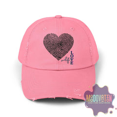 Self Love Fingerprint Heart – Unisex Distressed Vintage Hat - MOODOVATION