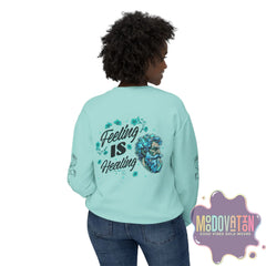 Feeling Is Healing Heart-print Unisex Lightweight Crewneck Sweater - Spring Edition Moodovation