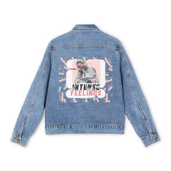 Intense Feelings - Men's Rose Pink Print Street Denim Jacket