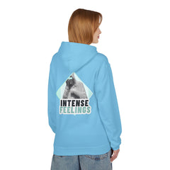 Intense Feelings Unisex Midweight Hoodie - Cyan Print