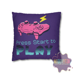 Game Over Spun Polyester Square Pillowcase - Deep Purple - MOODOVATION