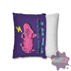 Game Over Spun Polyester Square Pillowcase - Deep Purple - MOODOVATION