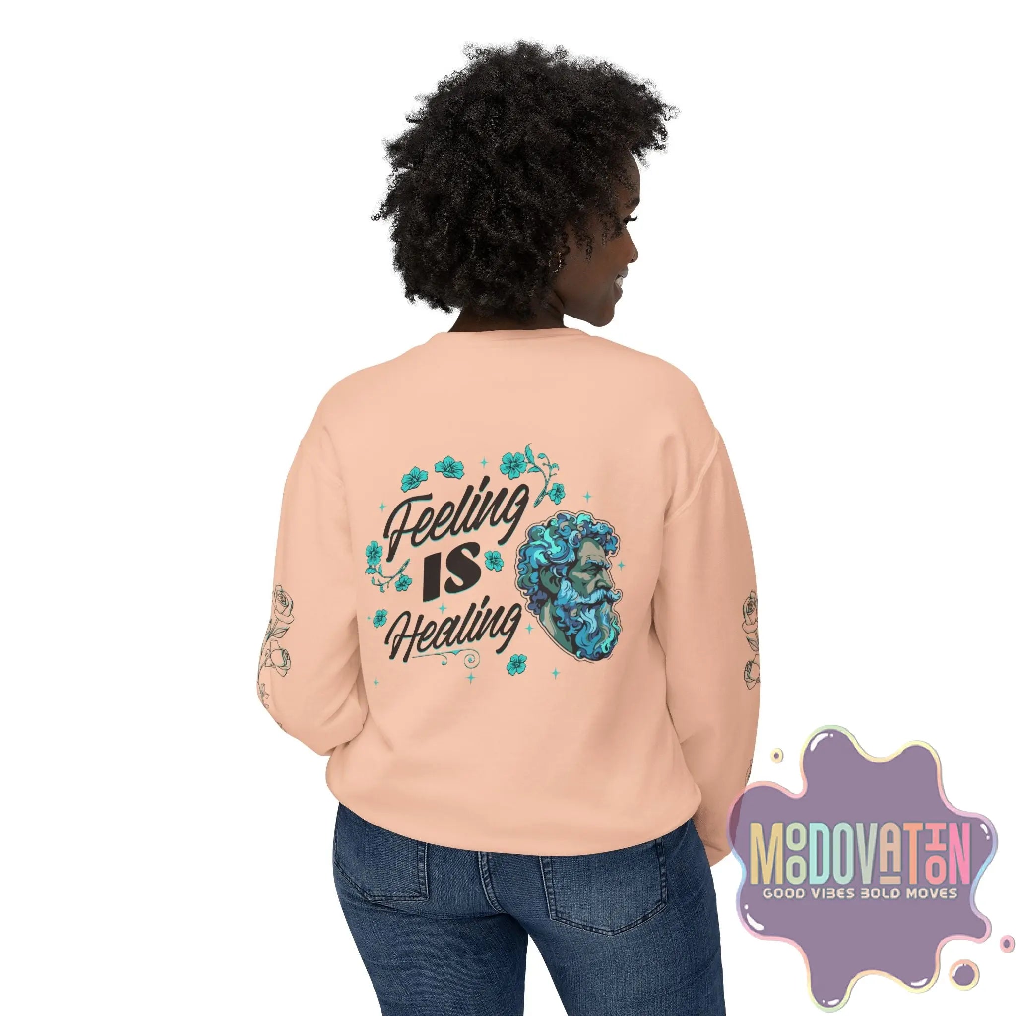 Feeling Is Healing Heart-print Unisex Lightweight Crewneck Sweater - Spring Edition Moodovation