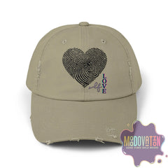 Self Love Fingerprint Heart – Unisex Distressed Vintage Hat - MOODOVATION