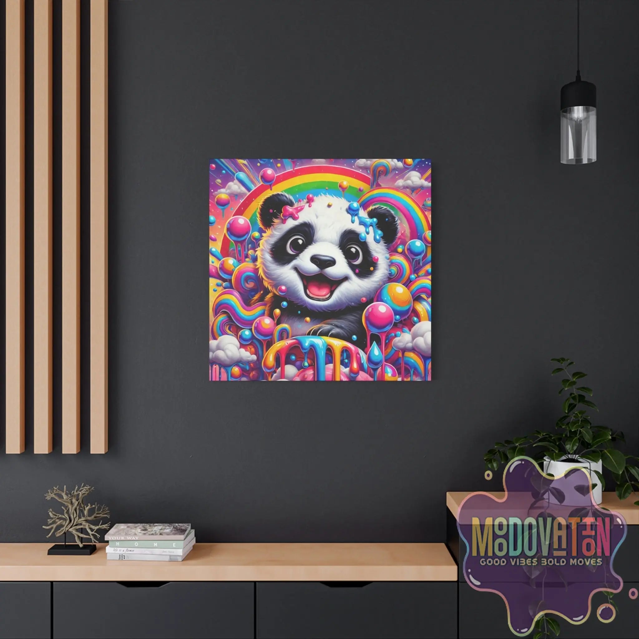 Drippy Delight Panda Matte Canvas - MOODOVATION