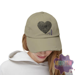 Self Love Fingerprint Heart – Unisex Distressed Vintage Hat - MOODOVATION