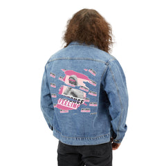 Intense Feelings - Men's Black/Rose Pink Print Street Denim Jacket
