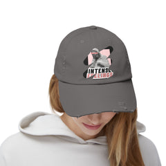 Intense Feelings - Black/Rose Pink Print Vintage Distressed Hat