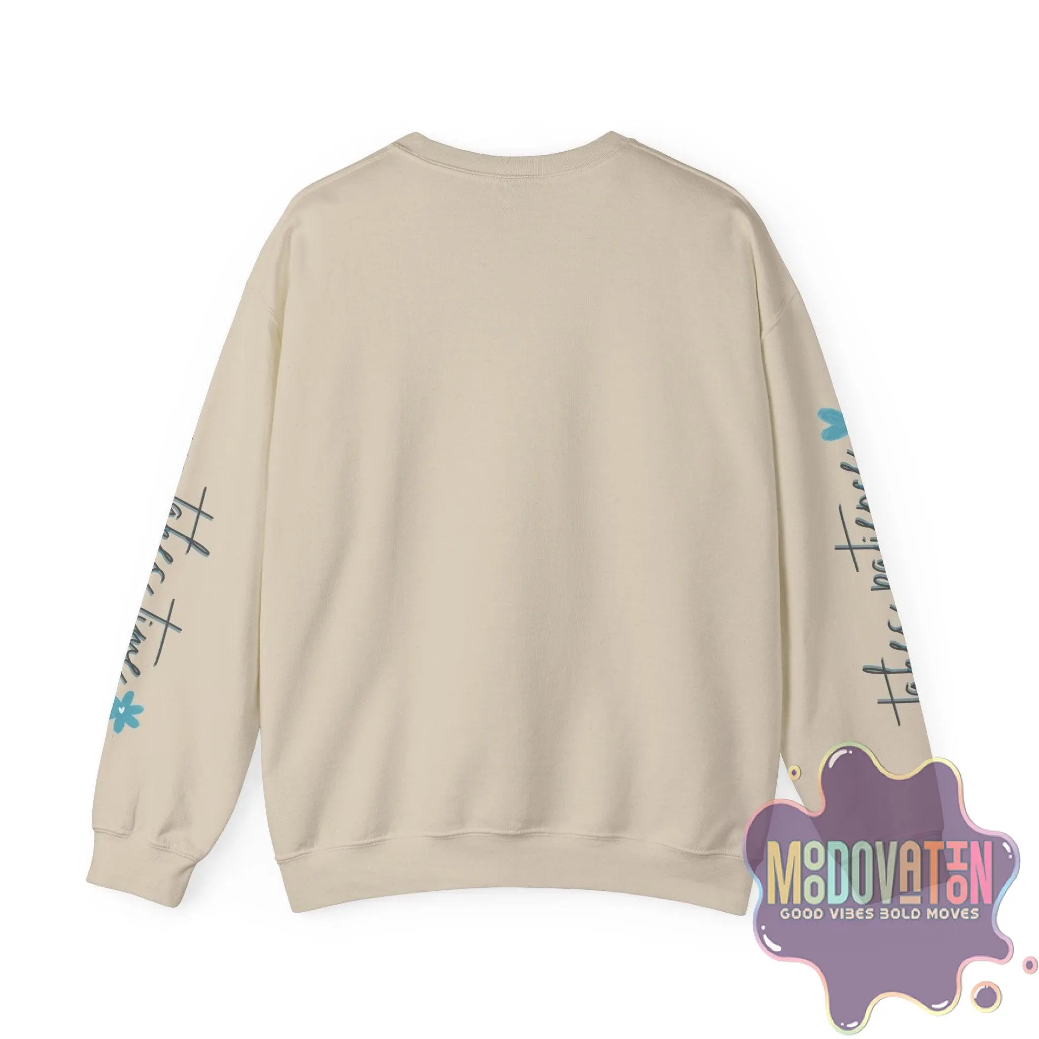 Good Things - Unisex Heavy Blend Crewneck Sweatshirt - Large Graphic Sleeve - MOODOVATION