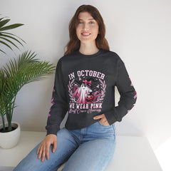 In October We Wear Pink – Breast Cancer Awareness Unisex Crewneck Sweatshirt