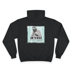 Intense Feelings Champion Unisex Hoodie - Cyan Print