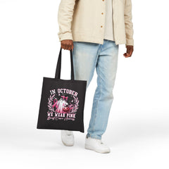 In October We Wear Pink Breast Cancer Awareness Tote Bag