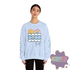 Good Things - Unisex Heavy Blend Crewneck Sweatshirt - Large Graphic Sleeve - MOODOVATION