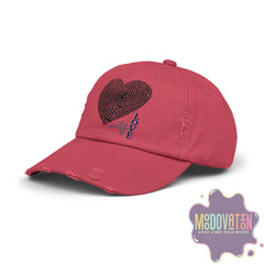 Self Love Fingerprint Heart – Unisex Distressed Vintage Hat - MOODOVATION